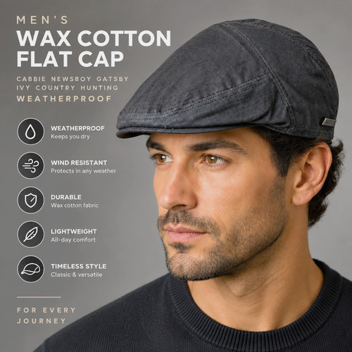 Men wax cotton flat - flat, cap