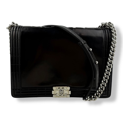 Chanel black gloss leather - chanel,