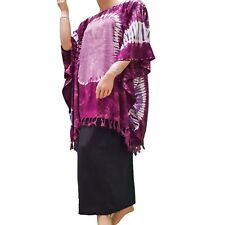 BOHO Ladies Funky Blue Top Beach Poncho Blouse Dress Gypsy kaftan Short