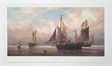 Luggers Off Brighton Shore by A. Nibbs. Rear Vintage Ships reproduction print