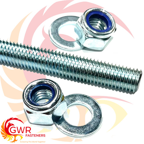 Threaded bar with nyloc - with, nuts