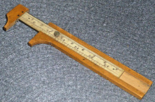 Rare Antique Wood, Brass & Bone Watchmakers Ligne & CM Calipers Early-1900s