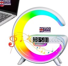 Clock LED Wireless Charger Atmosphere Lamp with Bluetooth Speaker G Shape (E686)