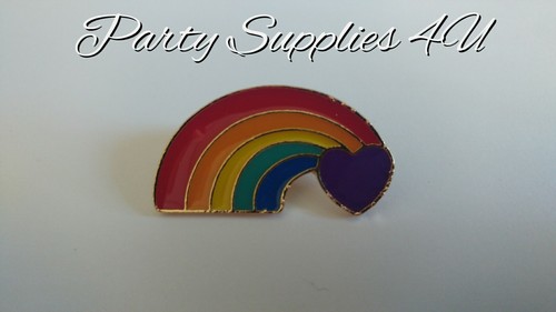 Rainbow purple love heart pin - rainbow,