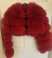 Vintage genuine red fox fur - red,