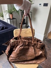 PRADA Brown Leather Slouchy Shoulder Handbag