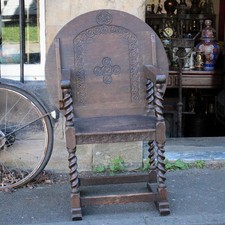Antique Metamorphic Monks Bench / Chair / Table in Carved Oak