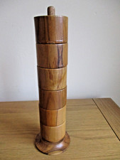 Vintage Wooden Stacking set of 6 Egg Cups Wood 1970s made in Spain