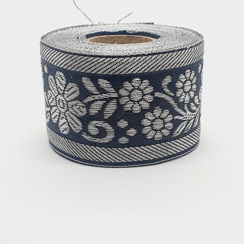 50mm black silver - silver, jacquard