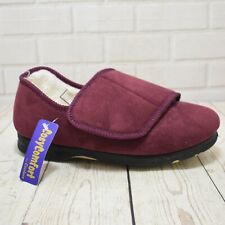 Womens Coolers Burgundy Warm Lined Touch Fastening X Wide Fit Slippers - 59G982