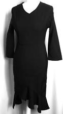 NEW QUALITY REAL FORM LONDON ? BLACK RUFFLE PENCIL DRESS ? SIZE 10 # 1343*