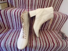 Marks & Spencers Leather Laced Ankle Boots - Cream - Size 6.5 WORN LIGHTLY
