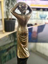 Antique Bronze Woman 1900s Heavy Art Nouveau Arts&Crafts Figurine Statue