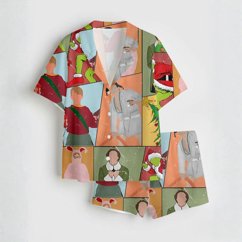 Satin christmas movie pajamas - satin,