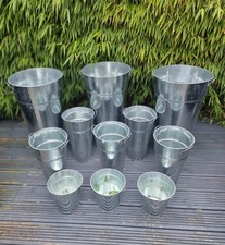 11 Pc Galvanised Flower Buckets– Tall Metal Florist Vases for Floral Display