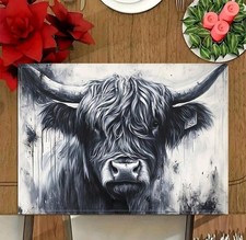 4  Highland Cow Printed Placemats Non Slip Table Mats 