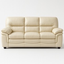 SOFAINSTORE Monza Cream 3 Seater Sofa – Leather Aire, Deep Cushions, Soft Touch