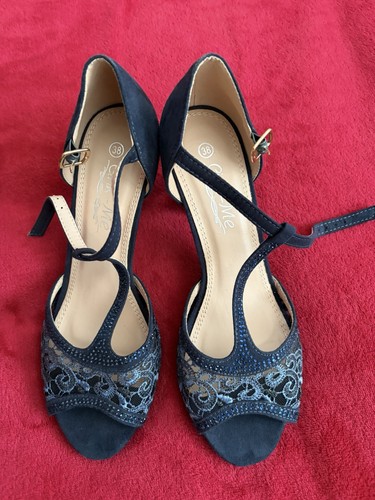Navy suede and - navy, lace