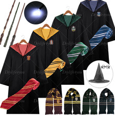 Harry Potter Costume Hermione Gryffindor Robe Cloak Tie Magic Wand Scarf Cosplay