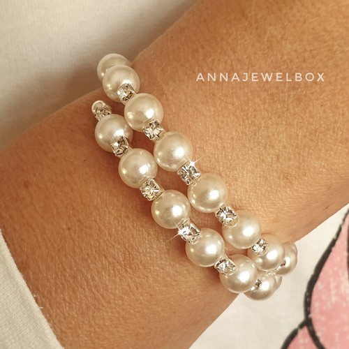 Faux pearl bead - pearl, crystal
