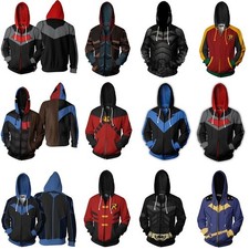 Titans Batman Nightwing Robin 3D Hoodies Superhero Sweatshirts Jackets Costumes9