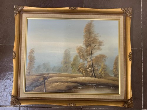 Framed landscape oil painting - framed,