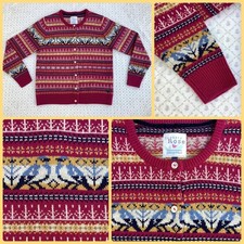 Country Rose Fair Isle Cardigan L 14 16 Nordic Wool Landgirl WW2 Cottagecore EWM