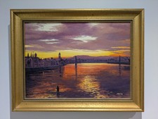 Original Oil Painting "Summer on the Ness" Norrie MacKay Inverness Sunset Scene