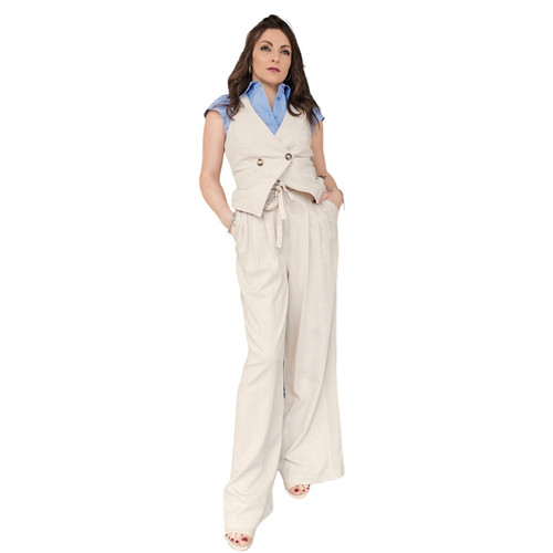 Berna women linen blend vest - women's,