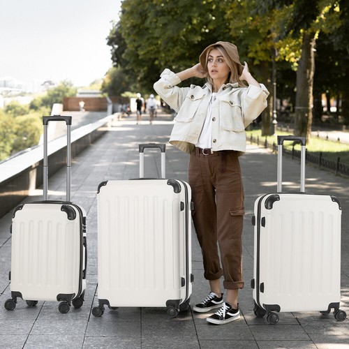 3pc white hard shell - hard, suitcase