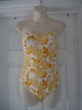 Debenhams Swimming Costume Ladies Size 12 Yellow Floral Swim Bathing Suit