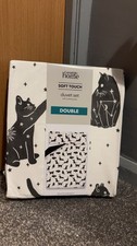 Asda george Black Cat Duvet Cover Double Bedding Set Microfiber 