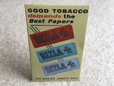 SCARCE C1960s ERA RIZLA GOOD TOBACCO DEMANDS THE BEST PAPERS SMALL TIN ADV SIGN