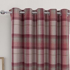 Highland Red Multi Tartan Checked Blackout Curtains With Ring Top Eyelet Header