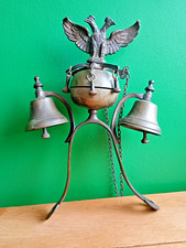 RARE - Antique German Carriage Sleigh Show Horse Triple Bell with Eagles c1880s
