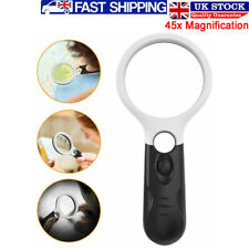 Handheld 45X Magnifier Reading Magnifying Glass Jewellery Loupe With 3 LED Light