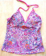 LADIES TU SIZE 12 PINK & WHITE PAISLEY PADDED TANKINI TOP