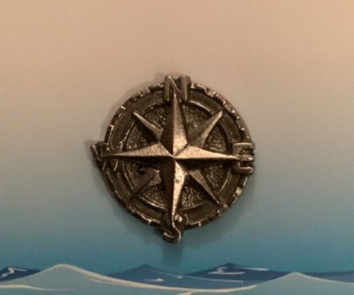Compass silver pewter pin - silver,