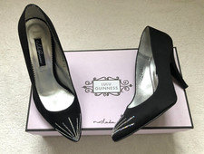 LULU GUINNESS - RAJA - BLACK SATIN / DIAMANTE COURT SHOES - SIZE 3 - BOX & BAG