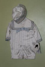 Sarah louise boys ivory and blue sailors romper suit christening outfit newborn