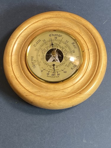 Hand turned wooden barometer - turned,