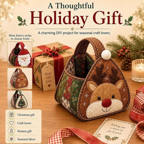 Christmas diy quilted basket - christmas,