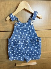 Primark Blue and White Polka Dot Dungarees 12-18 Months New