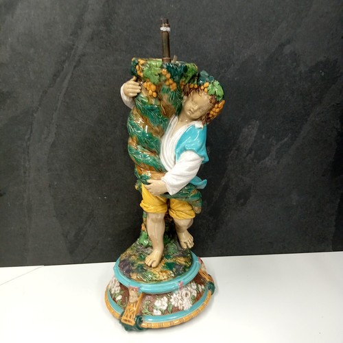 Antique majolica lamp base - lamp,