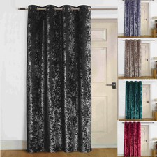 Thermal Door Curtain Single Lined Crush VELVET Winter  Eyelet Ring Top "Agra"