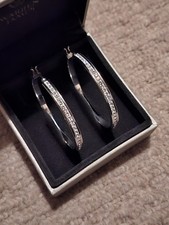 Warren James Silver Crystal Hoop Earrings - Extra Large