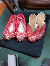 2 Pairs Of Old Chinese Silk Slippers 5/6