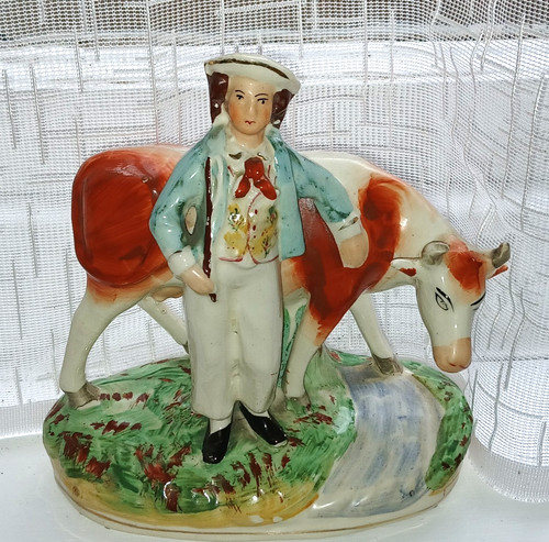 Antique staffordshire cow - antique,