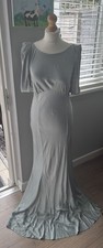Vintage Ghost Maxi Dress - Sea Green Grecian Evening Wedding Guest Size Large