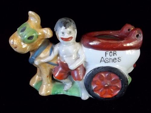 Little man and dog - and, pushing